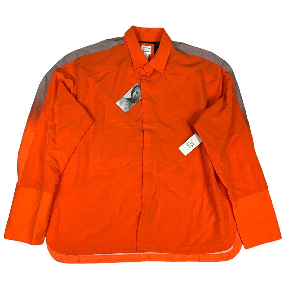 5:31 By Jerome Lamaar Mens Reflective Button Up Shirt True Pumpkin Orange L